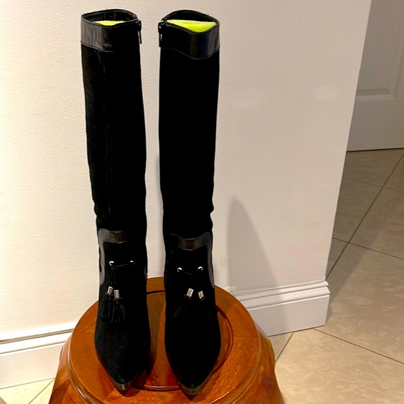 Boutique Pilar Abril tall suede boots size 6.5 Black - Picture 1 of 8